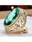 Vintage style Ring Emerald 14K Yellow gold vrc184y